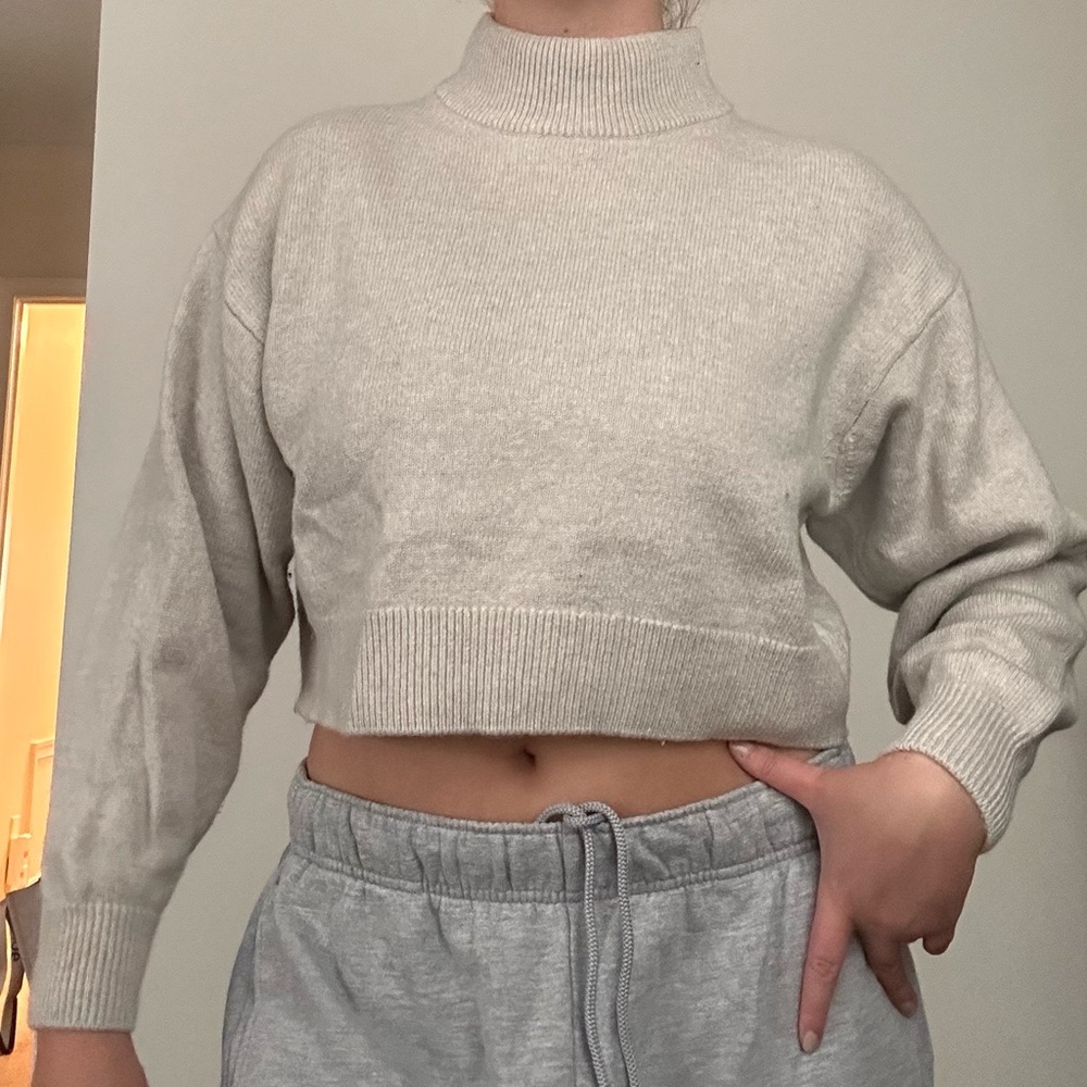 Wilfred Cream Cropped Turtleneck Sweater